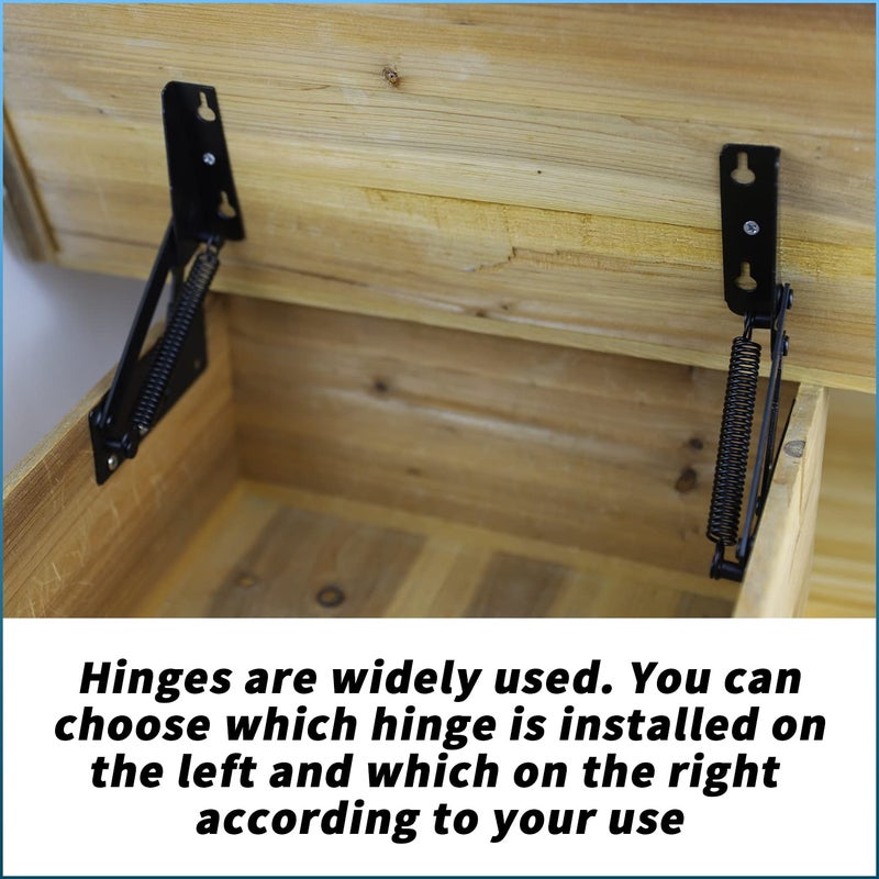 SUUJI 80 Degree Foldable Lifting Bracket - 1 Pair Heavy Duty Spring Hinges widely Used in Folding Sofa Bed Corner Cabinet,Bench Seat,Toy Box Chest, Furniture Storage Support Hinges Black - Image 3